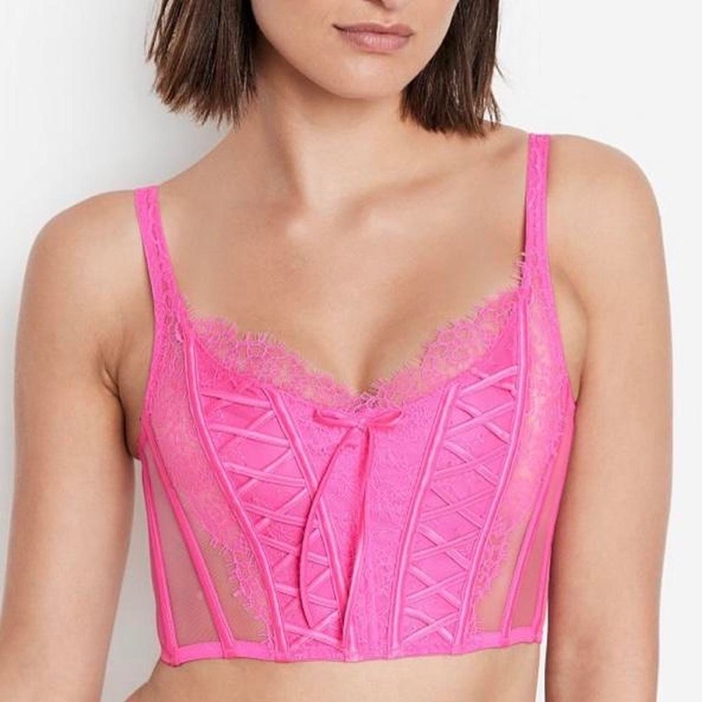 Victoria secret Neon Peony corset crop top